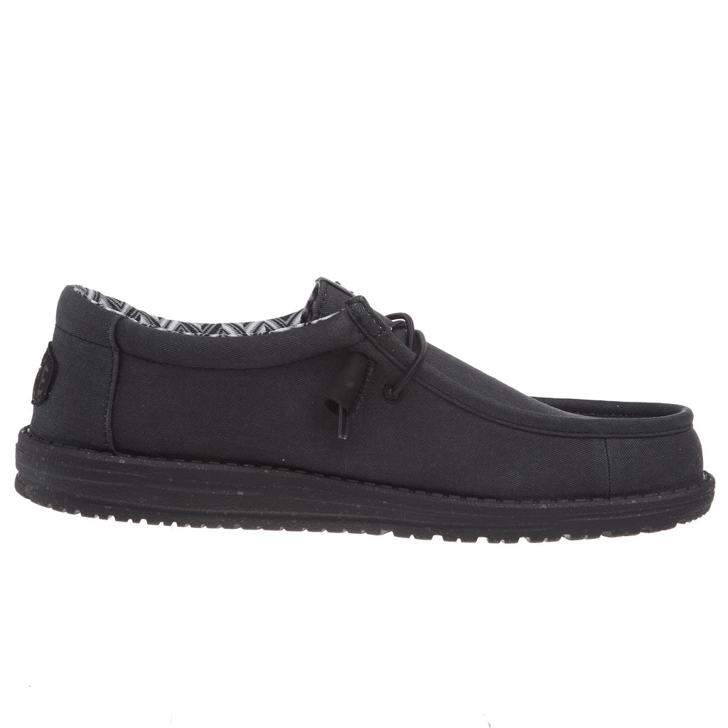 Hey Dude Men's Wally Canvas Black On Black Casual Shoe